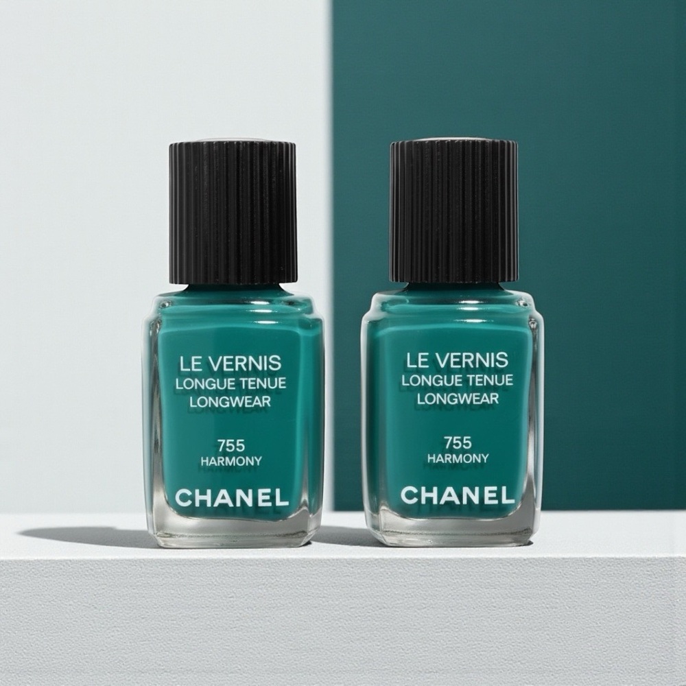 CHANEL Le Vernis Nail Polish in Harmony Teal #755 Set of Two NEW - Picture 10 of 13